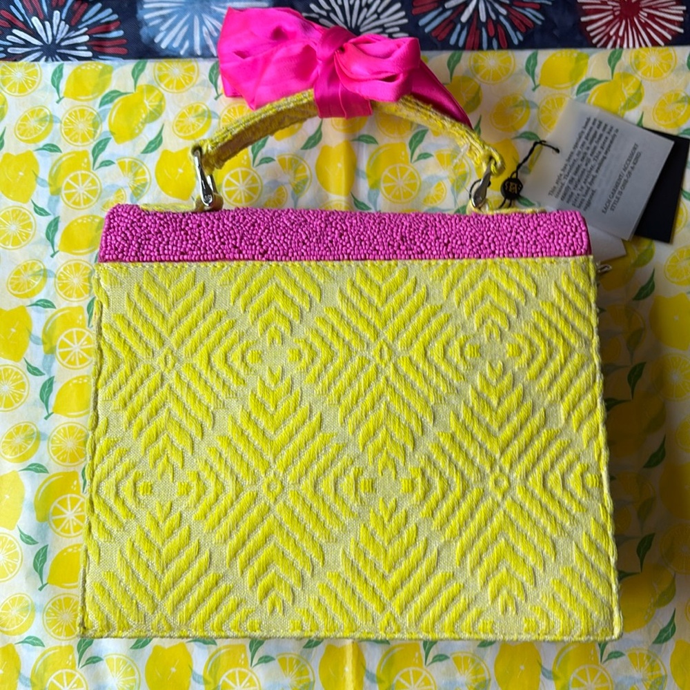 Pink Beaded Amalfi Lemon Handbag - Picture 7 of 16